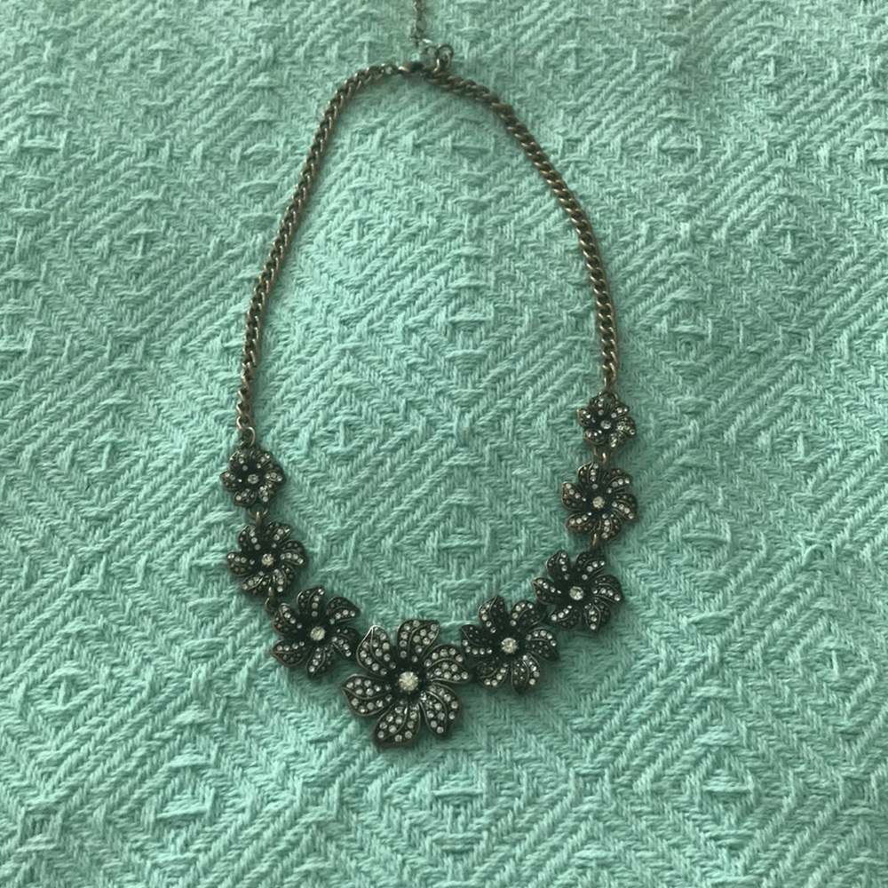 Rhinestone floral costume necklace